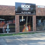 Rock Garage window and building signage